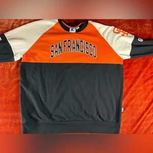 STARTER Orange and Black San Francisco Colorblock Sweatshirt